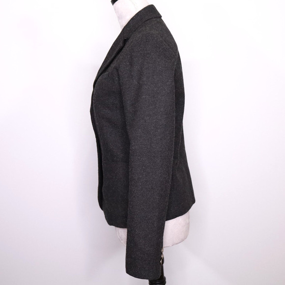 Gap Jacket Womens 4 Charcoal Gray Wool Blend Tweed Academy Blazer Lined Career - Picture 10 of 15